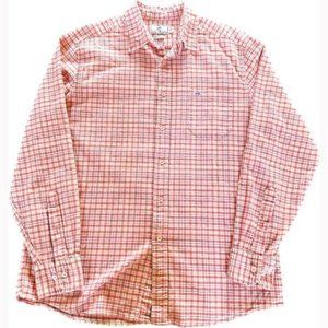 Southern Tide Club Button Up Plaid Coral Shirt Mens Large Cotton Spandex